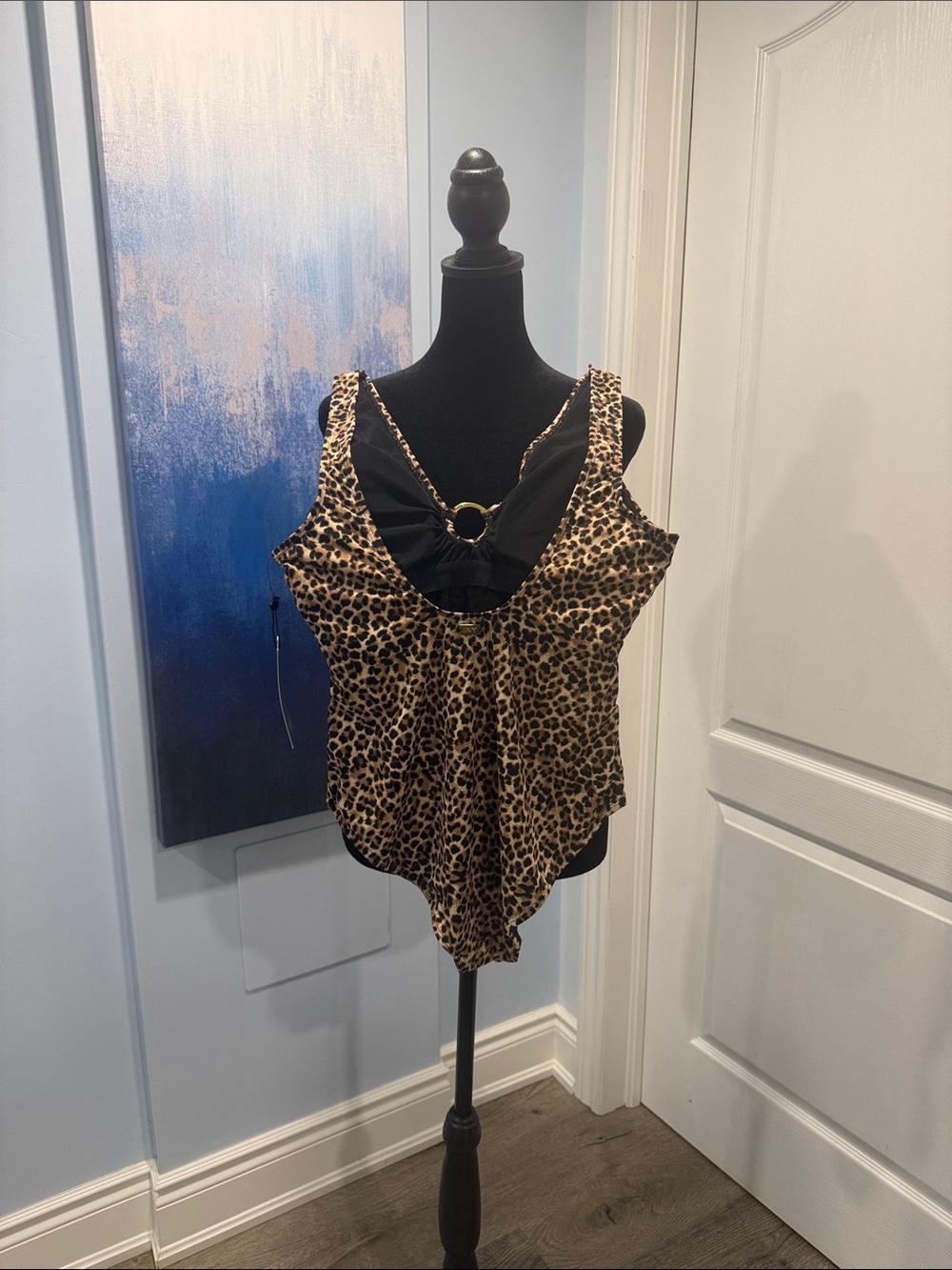 Jones New York Leopard Print One-Piece Swimsuit - Tan, Black - Picture 3 of 6